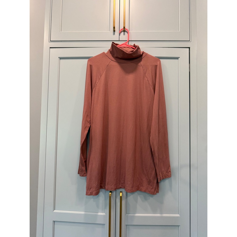 J. Jill Luxe Supima Everyday Turtleneck Tunic Terracotta Rose Pink L Lagenlook